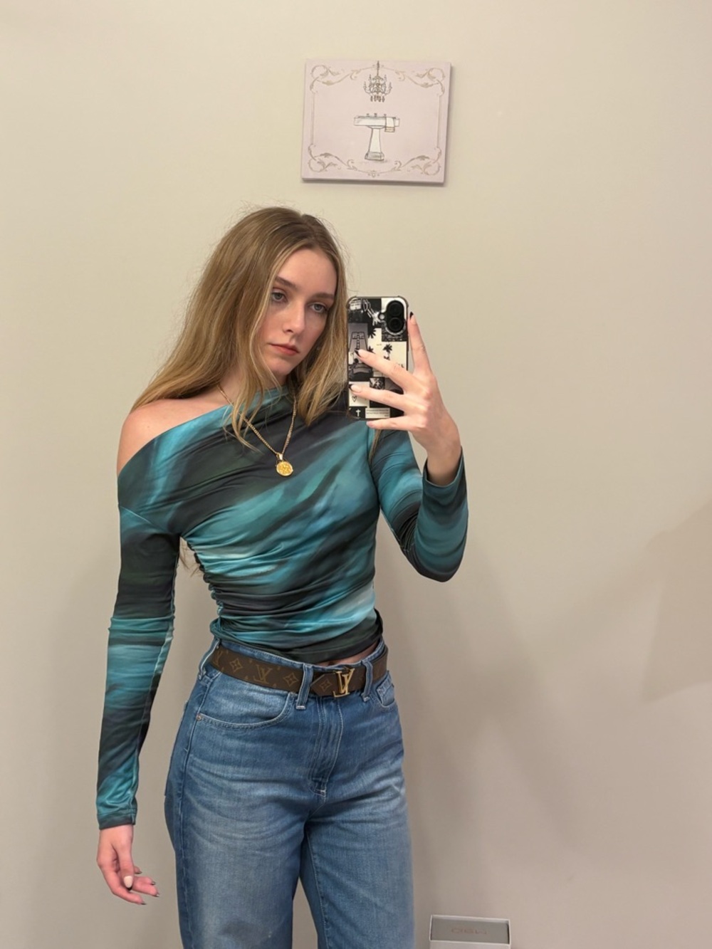 SHEIN Green Long Sleeve Asymmetrical Shirt - Picture 6 of 7